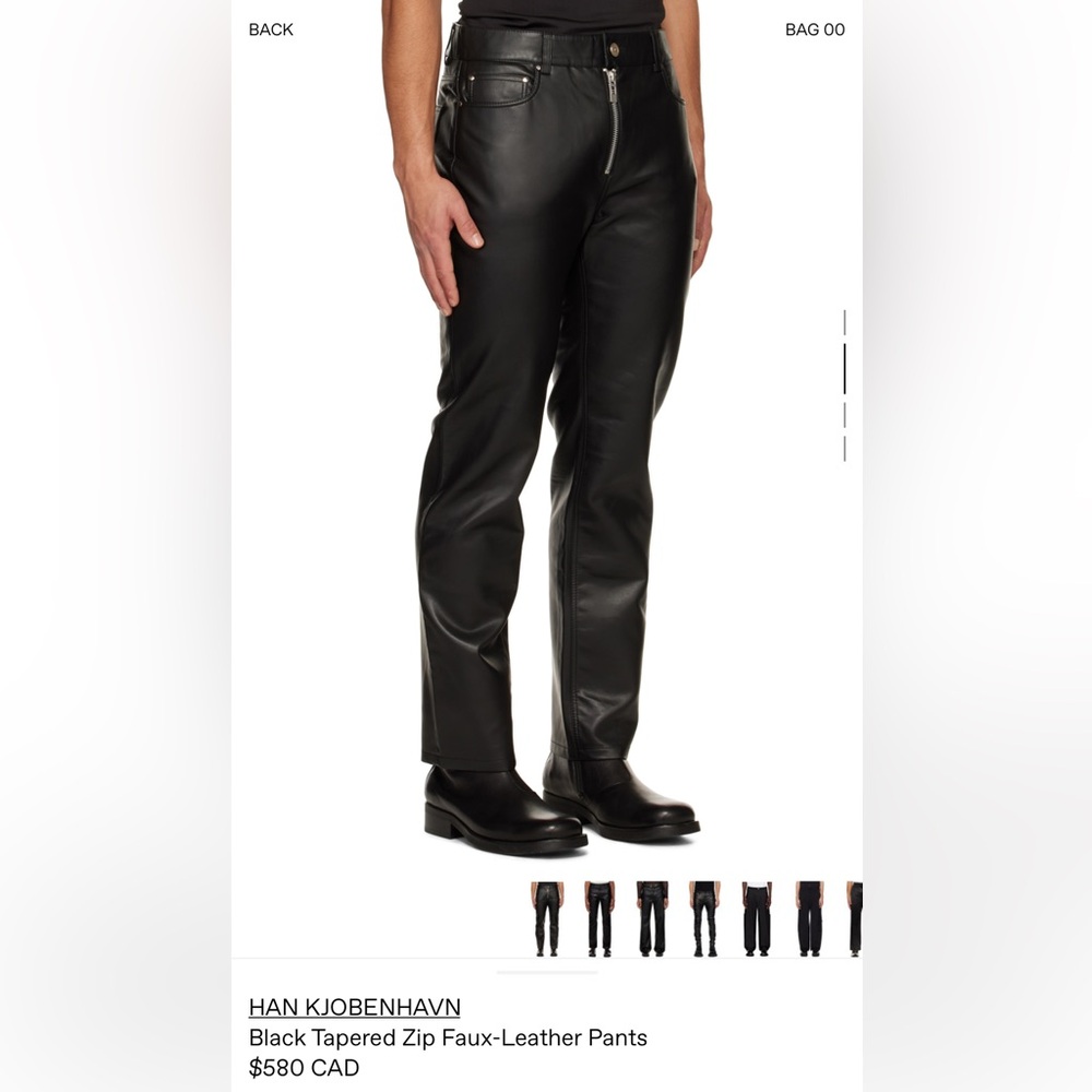 I’m selling HAN KJOBENHAVN Black Tapered Zip Faux-Leather Pants!